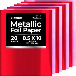 Hygloss Metallic Foil Paper - 20 Sheets Pink and Red Shiny Papers - 8.5x10 Inches - Ideal Foil Papers for Crafts - Shiny Craft Paper Sheets