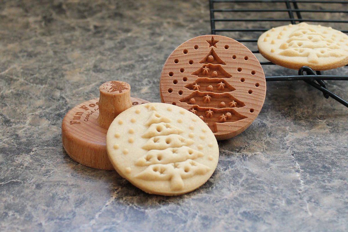 Fun Food Tools Cookie Stamp, 2.5 Inch Diameter, Christmas Tree