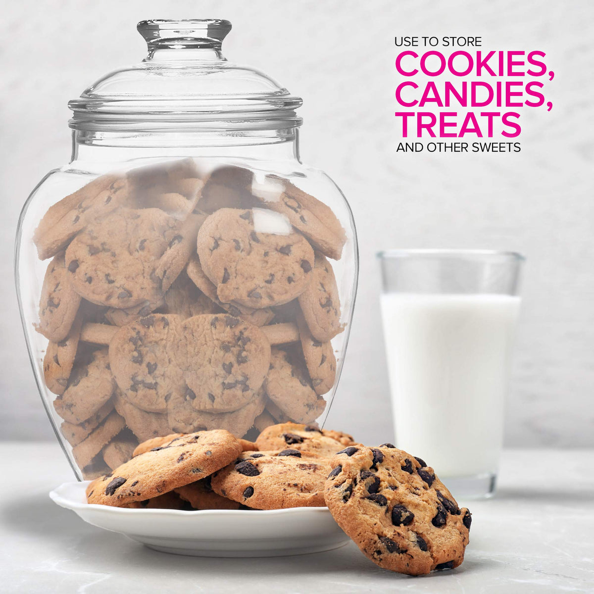 128-Ounce Candy & Cookie Jar with Lid by Modern Innovations – 128 oz, 128.0 ounces, Acrylic, Clear, Model 2544-XL