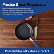 Wear-Ever 8" Non-Stick Fry Pan with CeramiGuard II and Cool Handle by Vollrath – 8-Inch, 8.0 inches, Aluminum, Black/Blue, Model Z4008