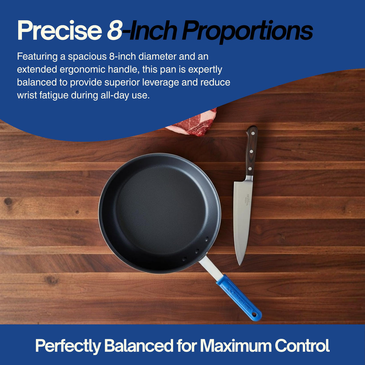 Wear-Ever 8" Non-Stick Fry Pan with CeramiGuard II and Cool Handle by Vollrath – 8-Inch, 8.0 inches, Aluminum, Black/Blue, Model Z4008