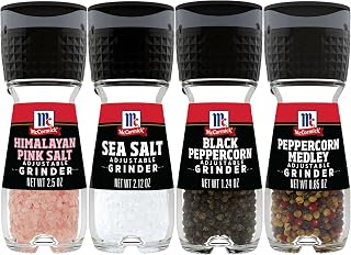 McCormick Grinder Essentials Variety Pack, Non GMO, Varieties Include Black Peppercorn, Himalayan Pink Salt, Peppercorn Medley & Sea Salt, 6.47 oz