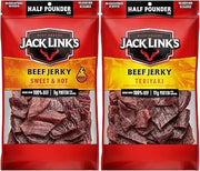 Jack Link's Beef Jerky, Sweet & Hot + Teriyaki – Flavorful Meat Snack, Made with 100% Beef – 1/2 Pounder Bag (Pack of 2)