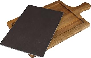 PADERNO World Cuisine Serving Slate With Wood Base, 17-3/4", Brown