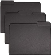 SMEAD Interior File Folder, 1/3-Cut Tab, Letter Size, Black, 100 per Box, Expandable File Folders for Filing Cabinet