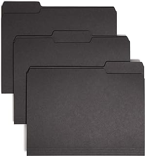 SMEAD Interior File Folder, 1/3-Cut Tab, Letter Size, Black, 100 per Box, Expandable File Folders for Filing Cabinet