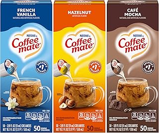 Coffee Mate Liquid Creamer Singles Variety, 3 Flavor, 50 Count (Pack of 3)