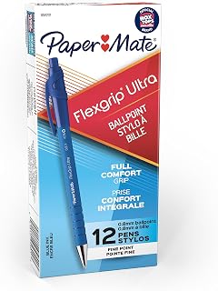 Paper Mate 9560131 Flexgrip Ultra Retractable Ballpoint Pens, Fine Point, Blue Ink, 12-Pack