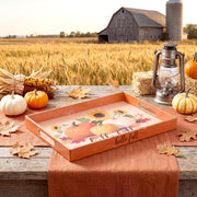 Tiangrid Autumn Serving Tray, Acrylic Rectangle with Handles, Orange