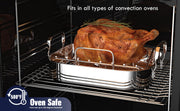 Cooks Standard Classic Stainless Steel Roaster Pan with Rack, 16 x 13 Inch, Silver