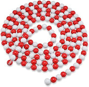 Christmas Peppermint Wood Beaded Garland - 10' Red & White Rustic Boho Bead