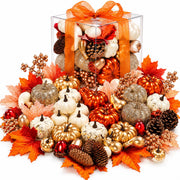Keeplush Artificial Pumpkins Set, 52 Pieces, Gold Silver White