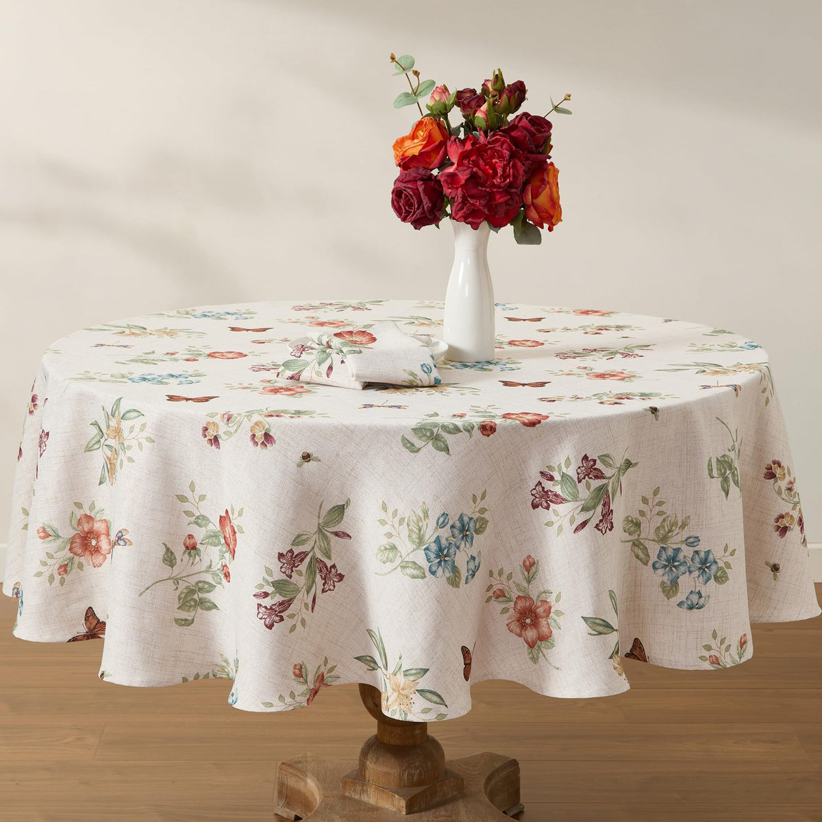 Butterfly Meadow Fall Round Tablecloth by Lenox – 70" (Round), Polyester, Multi Color, Model 194590653774