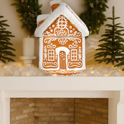 Chunful Gingerbread House Cookie Jar, Ceramic, Brown and White