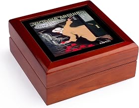 Vintage La Victoria Arduino Caffe Espresso Poster Jewelry Box 7 x 7 inch with 4 inch tile