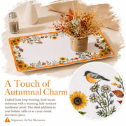 Lechoo Melamine Serving Trays, 14.5 Inch Rectangular, Sunflower Floral Set of 2