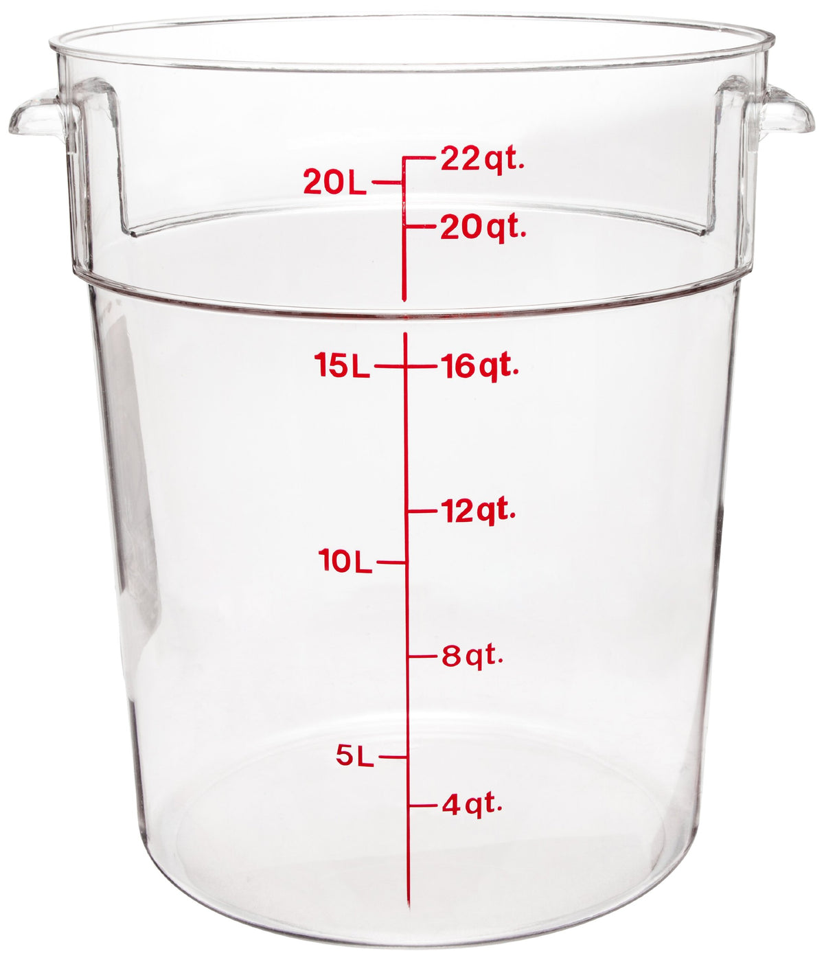 Cambro RFSCW22 22 qt Capacity – 13-1/2" Top Diameter x 15" Height, Camwear Clear Polycarbonate Round Food Storage Container (Cover Sold Separately)