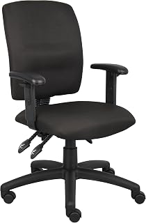 Boss Office Products Multi-Function Fabric Task Chair with Adjustable Arms in Black (B3036-BK)