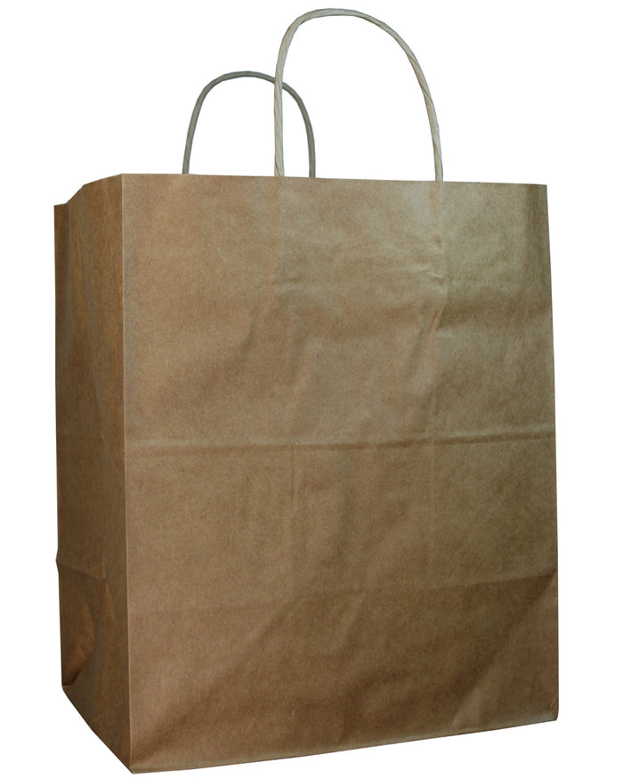 Duro ID# 87490 Bistro Shopping Bag 60# 100% Recycled Natural Kraft 250pk 10 x 6.75 x 12