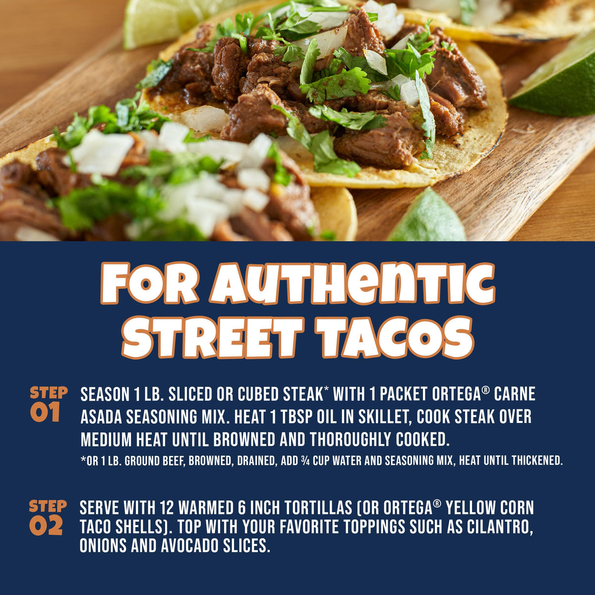 Street Taco Seasoning Mix by Ortega – 1 Ounce (Pack of 12), Pack of 12, Model 1188424