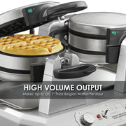 Waring Belgian Double Side by Side Waffle Maker | 120V, 1400W / 4 Head / Staineless Waffle Irons