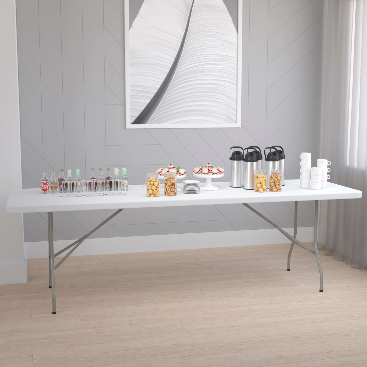 Flash Furniture Granite White / 8 feet / Standard Folding Tables