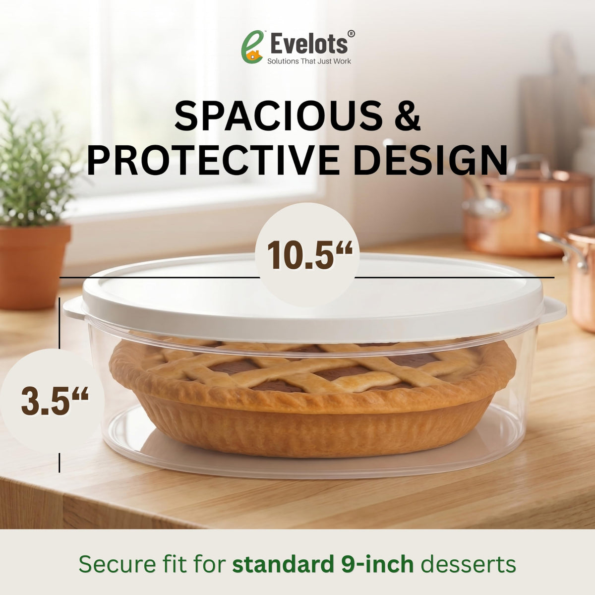 Evelots Cake And Pie Carrier Set, 11 Inch, Clear, 2 Pack