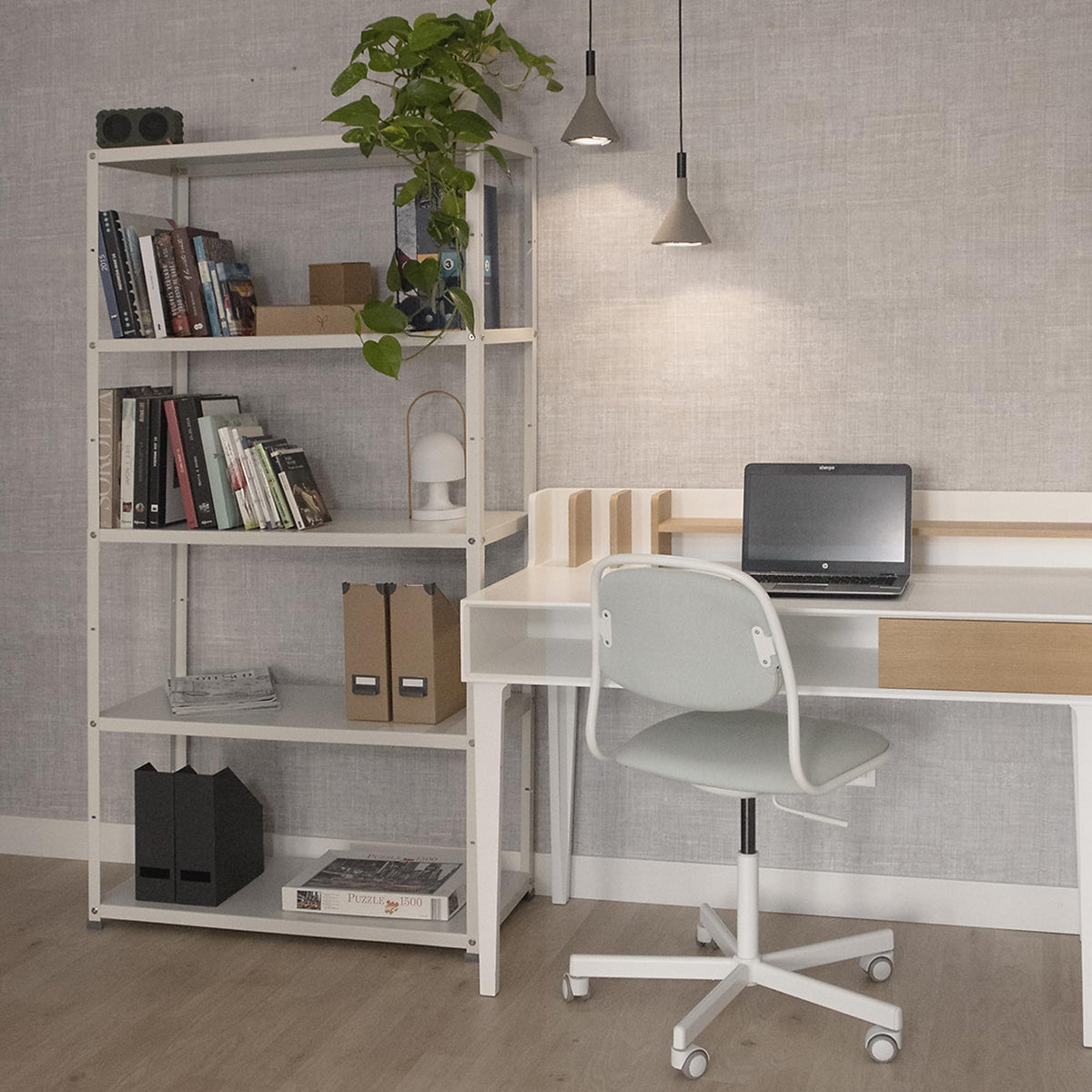 AR Deco Bookshelf Collection, Height 68 in, Width 35.4 in, Depth 12 in, Model# Easy White by AR Shelving – 68" H x 35.4" L x 12" W, Alloy Steel, White, Pack of 6, Model RIVET 39/20