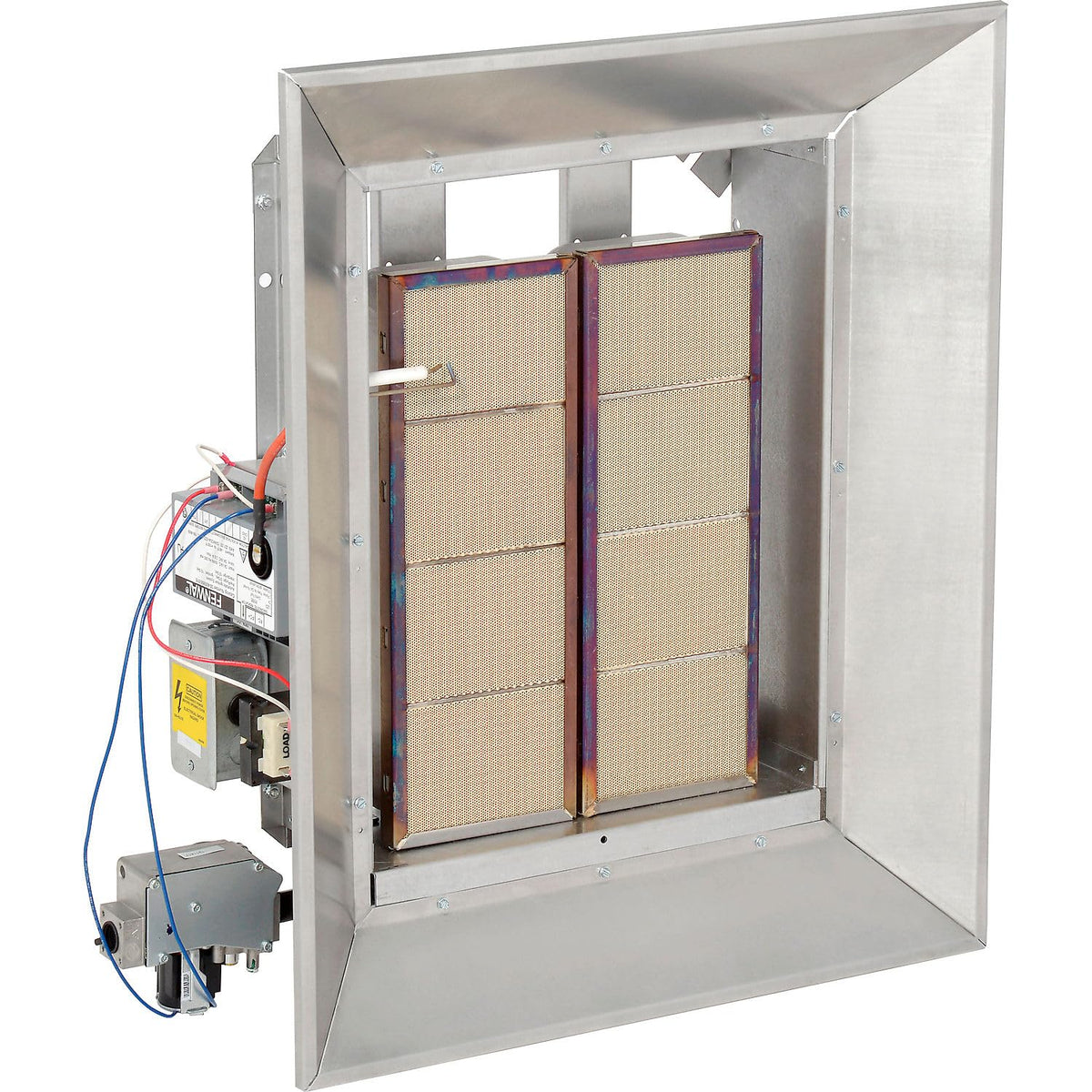 SunStar Natural Gas Heater Infrared Ceramic by GUM – 21.63"L x 26.5"W x 7.75"H, Aluminized Steel / Aluminum Reflectors, Silver, Model SG6-N