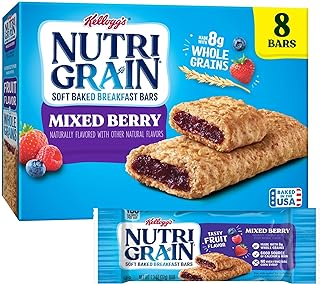 Nutri Grain Kellogg's, Soft Baked Breakfast Bars, Mixed Berry, 10.4oz , 8 Count (Pack of 6)