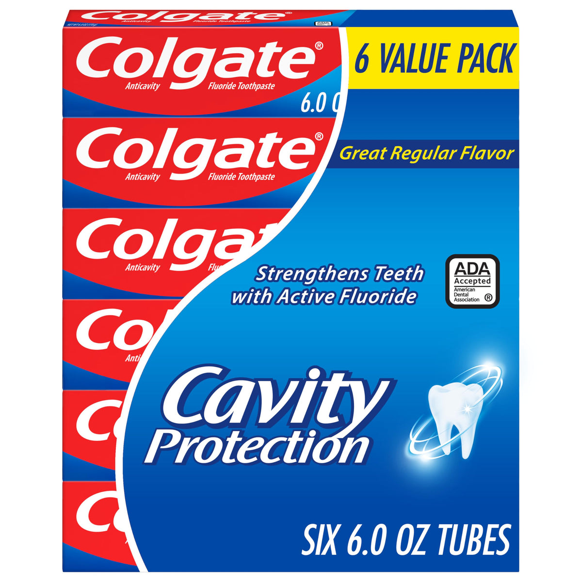 Cavity Protection Fluoride Toothpaste by Colgate – 6 Ounce (Pack of 6), White, Pack of 6, Model US06722A