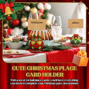 Yookeer Wood Place Card Holders, 24 Sets with Kraft Cards, Multicolor Christmas Designs