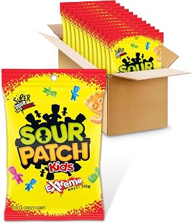Sour Patch Kids Extreme Sour Soft & Chewy Gummy Candy, Bulk Candy, 12 Bags