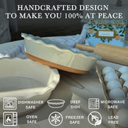 Mora Ceramic Pie Dish, 9 Inch Deep Fluted, Earl Grey