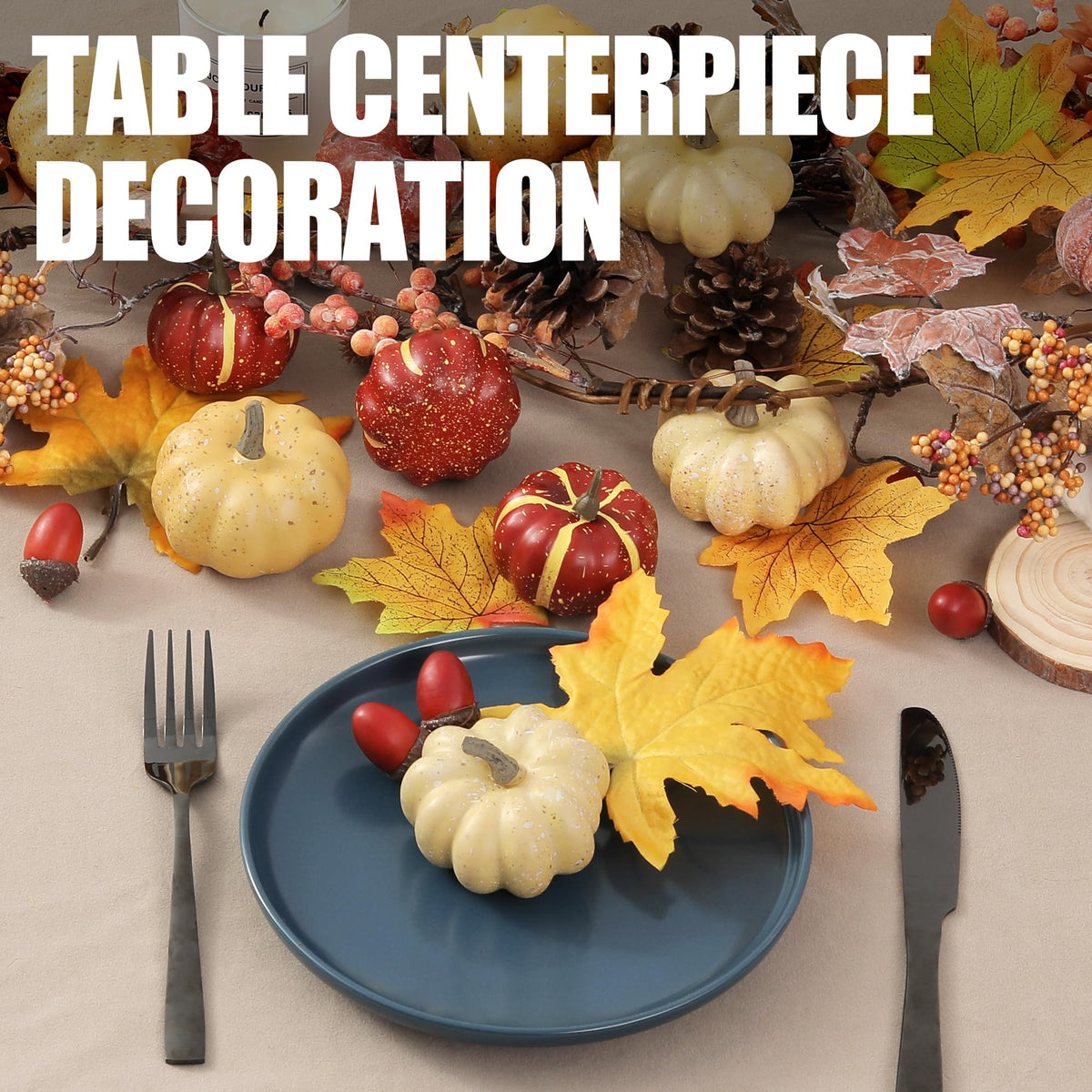 Artgar Pumpkin Decor Set, 23 Piece Fall Harvest Collection, Small