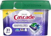 Cascade Platinum Plus Lemon Dishwasher Pods Dishwasher Detergent Tabs Tablets Dish Detergent Pod Dish Soap, 31Count
