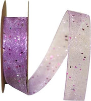 Reliant Ribbon 25740-120-03J Glitter Mono Sheer Ribbon, 5/8 Inch X 25 Yards, Lavender