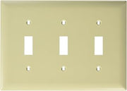 Legrand Pass & Seymour TP3I Trademaster Mid-Size Unbreakable Nylon Wall Plate, 3 Gang, Three Toggle Cover, Ivory (1 Count)