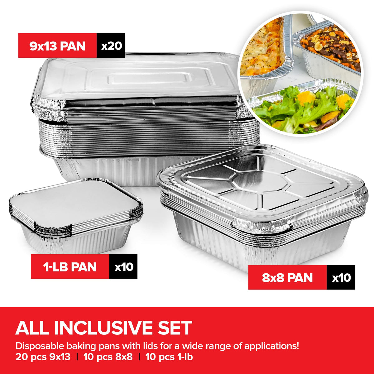 Stock Your Home Assorted 40 Pack w/ Lids / Red / With Lids Disposable Cookware