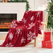 Bedelite Christmas Throw Blanket, Snowflake Pattern, Red, 50x60 Inches