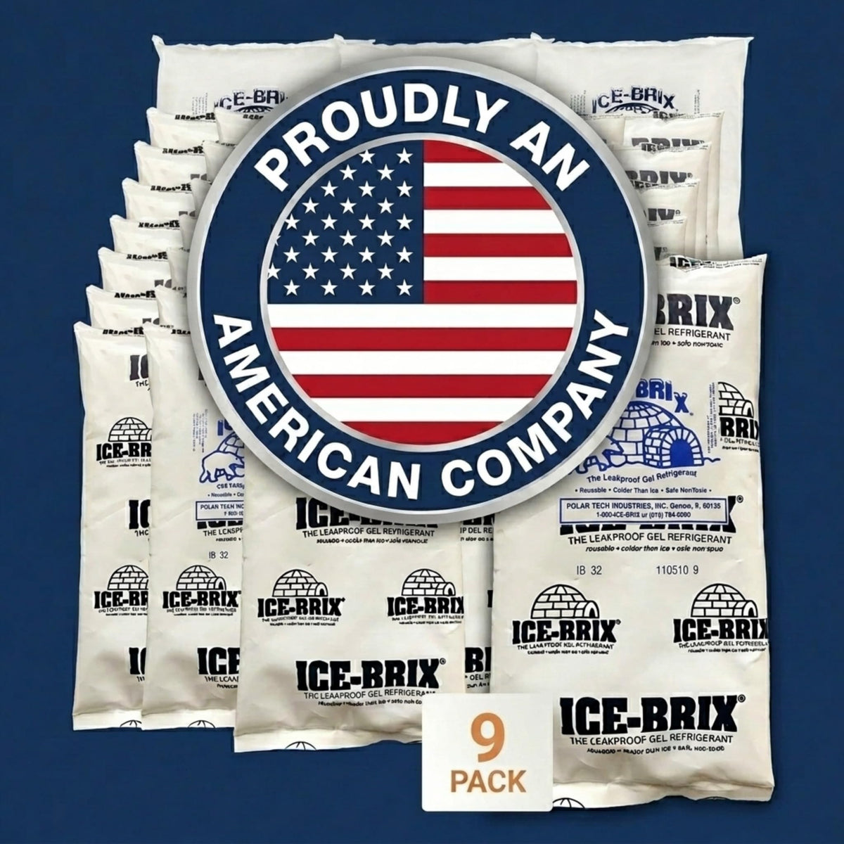 BOX USA 9-Pack Large 10x6 / White / Classic Cold Packs