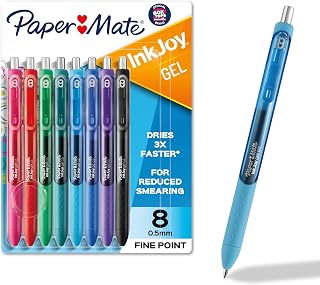 Paper Mate InkJoy Gel Pens, Fine Point (0.5mm), 8 Count - Back to School, Teacher Supplies, Writing, Journaling