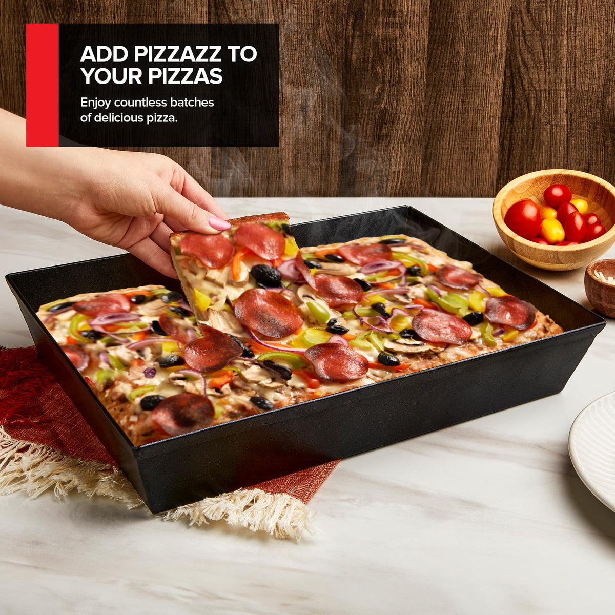 10x14 Detroit Style Pizza Pan by Stock Your Home – 14x10x2.5 inches, 39.0 fluid_ounces, Aluminum, Black