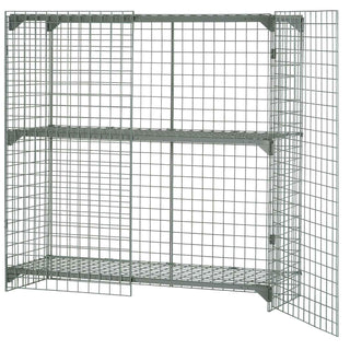Commercial 1-Tier 2 Door Wire Mesh Security Locker by Global Industrial – 4' x 2' x 4', Wire Mesh, Grey, Model 184088
