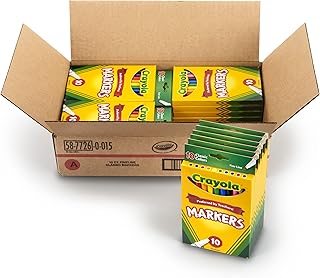 Crayola Classic Fine Line Markers, 10 Count, Case of 24