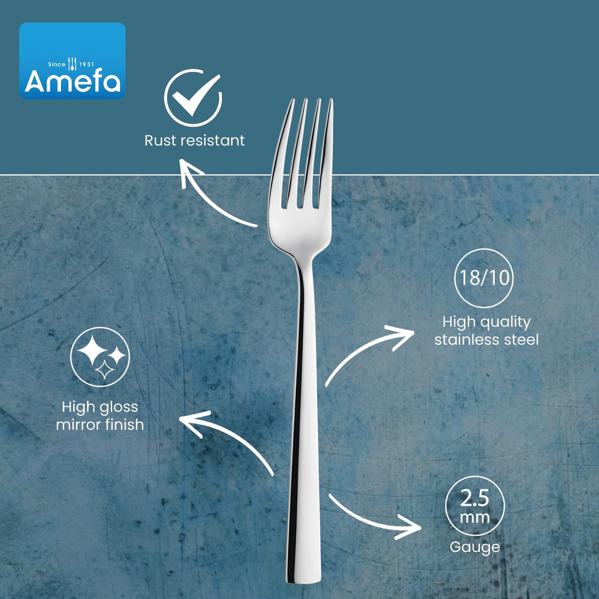 Amefa Moderno / 3.35" H x 9.84" L x 4.5" W / Casual Flatware Sets