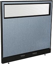 Global Industrial 48-1/4"W x 46" H Electric Office Partition Panel with Partial Window, Blue