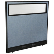 48-1/4"W x 46" H Electric Office Partition Panel with Partial Window by Global Industrial – Alloy Steel, Blue, Model 694755WEBL