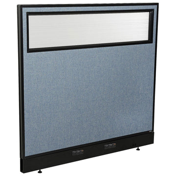 48-1/4"W x 46" H Electric Office Partition Panel with Partial Window by Global Industrial – Alloy Steel, Blue, Model 694755WEBL