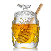 Kanpura Crystal Honey Jar with Dipper, 4.5 oz, Butterfly